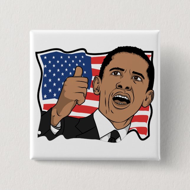 Barack Obama Thumbs Up 15 Cm Square Badge (Front)