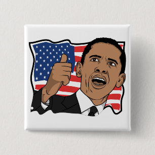 Barack Obama Thumbs Up 15 Cm Square Badge