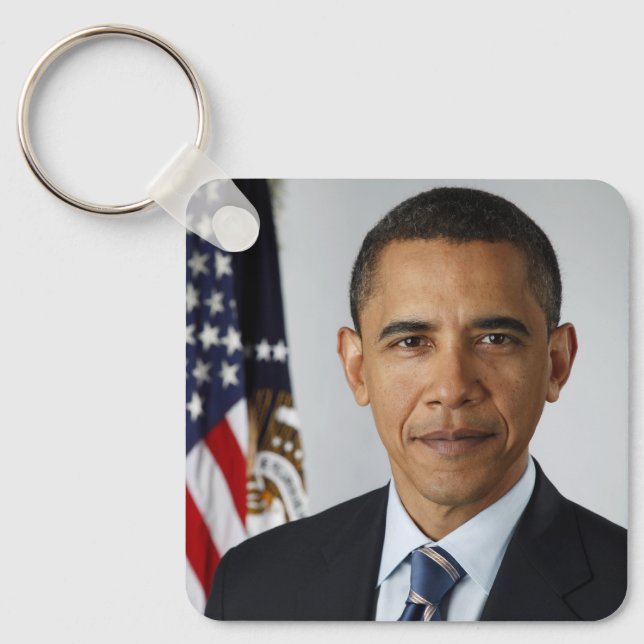 Barack Obama US President White House Portrait  Key Ring (Front)
