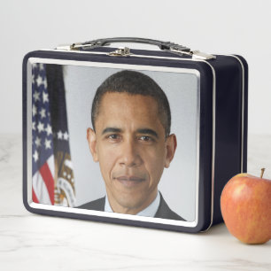 Barack Obama US President White House Portrait Metal Lunch Box