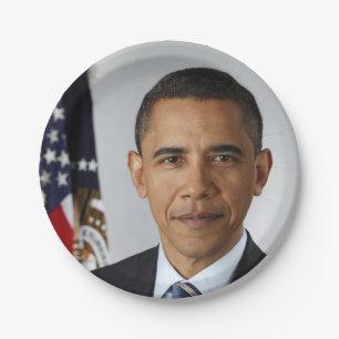 Barack Obama US President White House Portrait Paper Plate