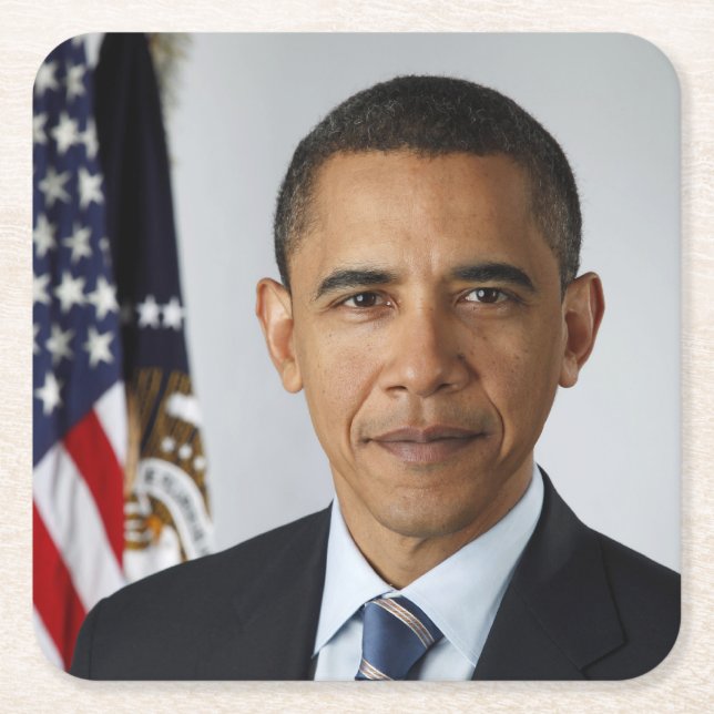 Barack Obama US President White House Portrait  Square Paper Coaster (Front)