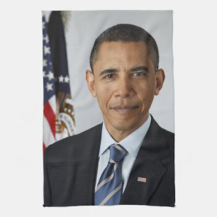Barack Obama US President White House Portrait Tea Towel