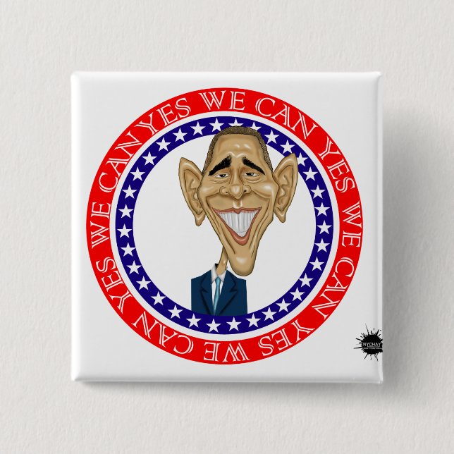 Barack Obama Yes We Can 15 Cm Square Badge (Front)