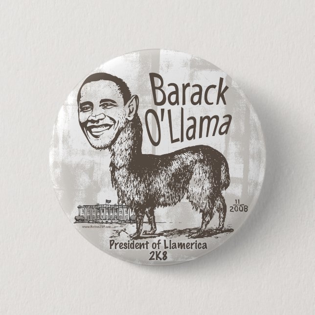 Barack O'Llama 2008 6 Cm Round Badge (Front)