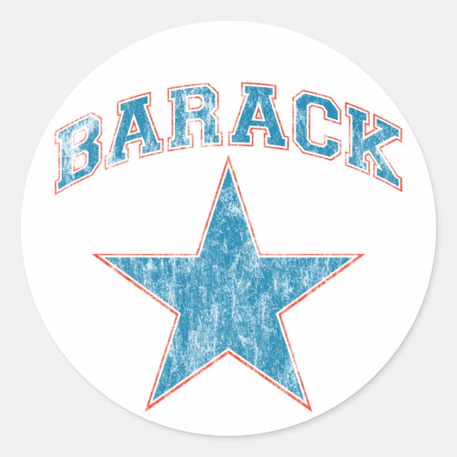 barack star classic round sticker (Front)