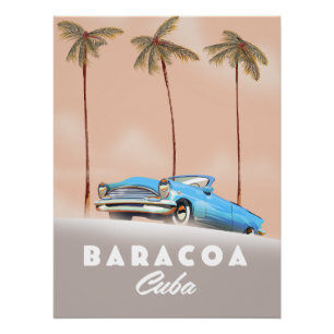 Baracoa Cuba Antique car Poster