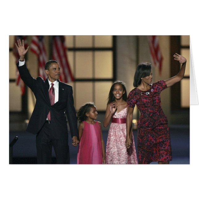 Barak Obama family wave at the last night of (Front Horizontal)