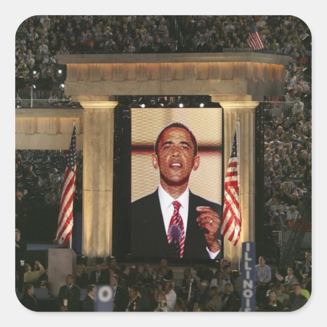 Barak Obama speaks at the last night of the Square Sticker (Front)
