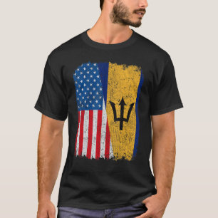 Barbadian American Flag Half USA Barbados Root Pro T-Shirt