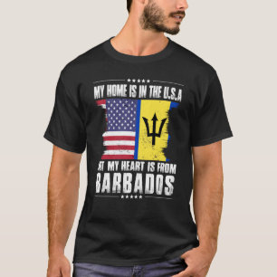 Barbadian American Patriot Grown Proud Home Heart T-Shirt