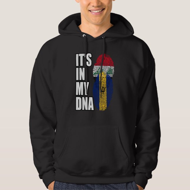 Barbadian And Iraqi Mix DNA Flag Heritage Hoodie (Front)