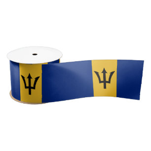 Barbadian Flag (Barbados) (Bajan) Satin Ribbon