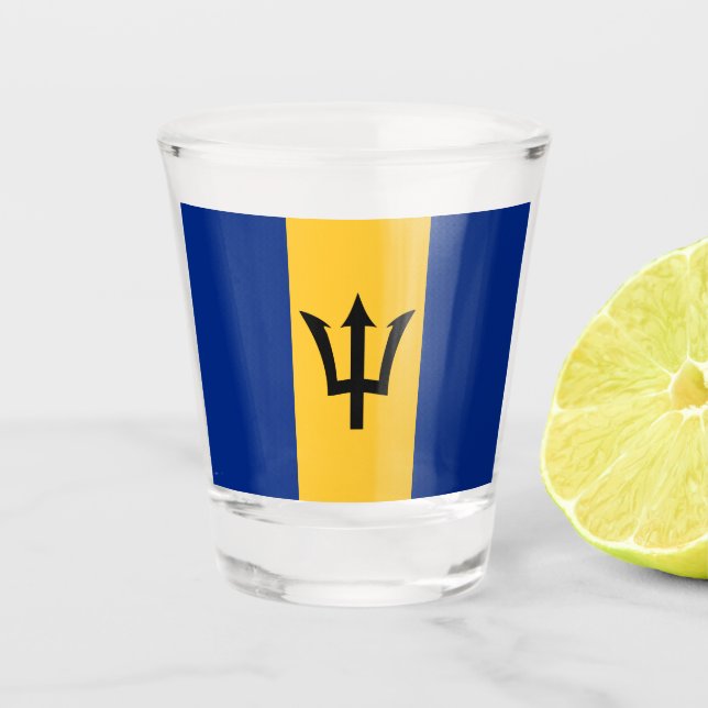 Barbadian Flag (Barbados) (Bajan) Shot Glass (Front)