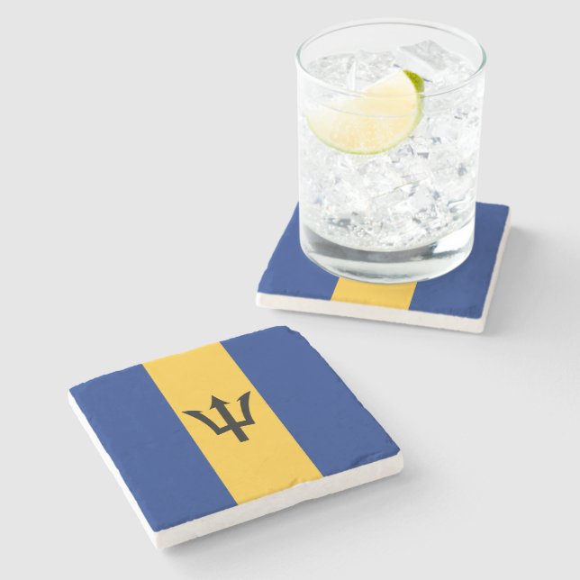 Barbadian Flag (Barbados) (Bajan) Stone Coaster (Side)
