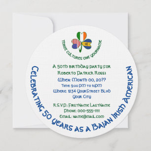Barbadian Irish American Shamrock Birthday Invitation
