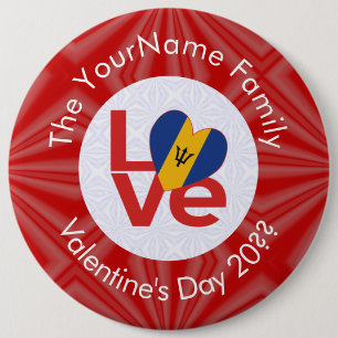 Barbadian Red LOVE Flag Personalised  6 Cm Round Badge