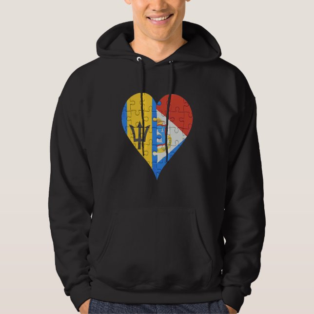 Barbadian Sint Maartener Flag Heart Hoodie (Front)