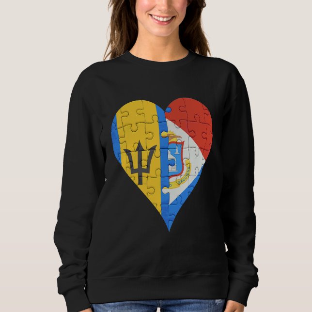 Barbadian Sint Maartener Flag Heart Sweatshirt (Front)