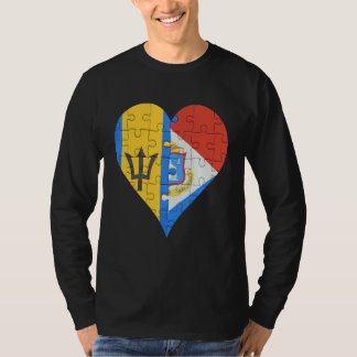 Barbadian Sint Maartener Flag Heart T-Shirt