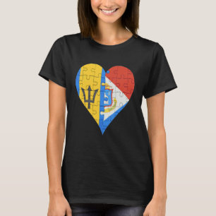 Barbadian Sint Maartener Flag Heart T-Shirt