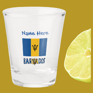 Barbados and Barbadian Flag Blue Personalisation  Shot Glass