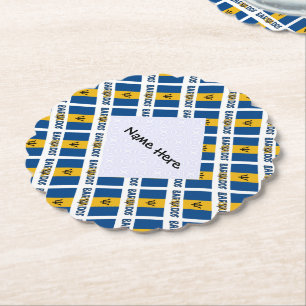 Barbados and Barbadian Flag Tiled Personalised  Paper Coaster