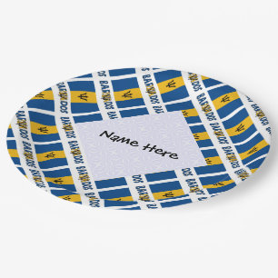 Barbados and Barbadian Flag Tiled Personalised Paper Plate