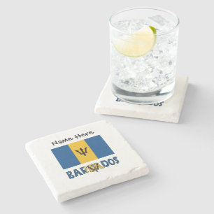 Barbados and Barbadian Flag with Your Name Stone Coaster