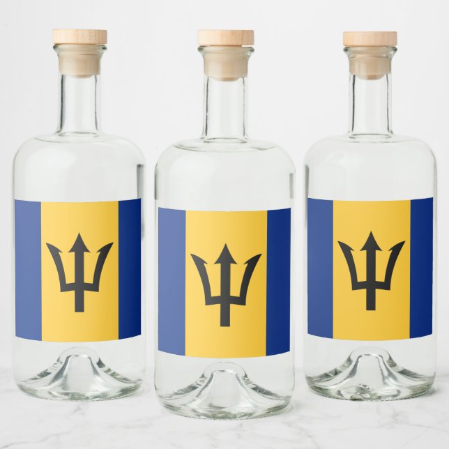 Barbados Bajan Flag Barbadian Caribbean Liquor Bottle Label (Bottles)