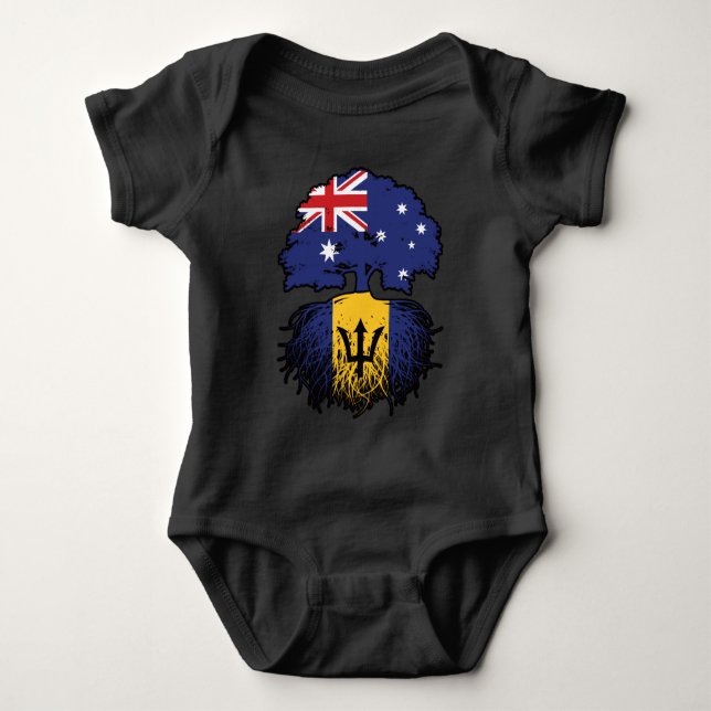 Barbados Barbadian Australian Australia Tree Roots Baby Bodysuit (Front)