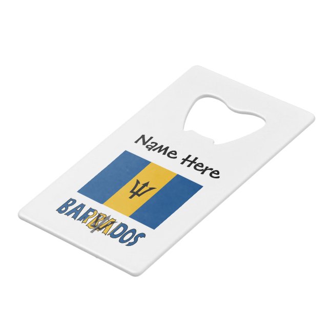 Barbados Barbadian Baja Flag Personalised Name  (Front Angled)