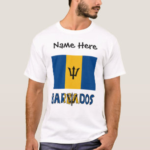 Barbados Barbadian Baja Flag Personalised Name T-Shirt