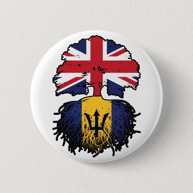 Barbados Barbadian British UK Tree Roots Flag 6 Cm Round Badge (Front)