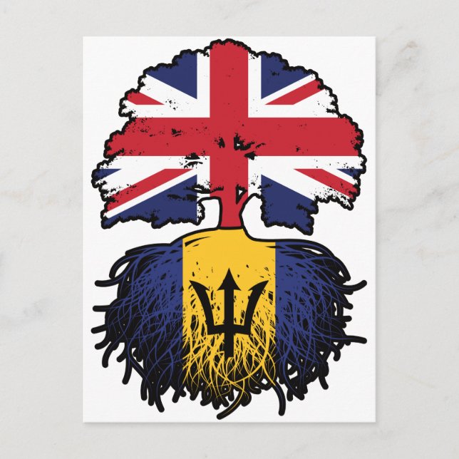 Barbados Barbadian British UK Tree Roots Flag Postcard (Front)