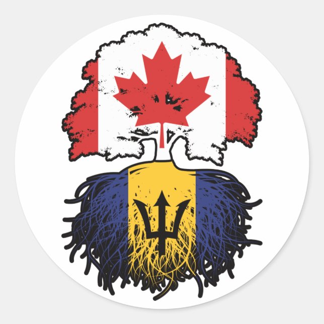Barbados Barbadian Canadian Canada Tree Roots Flag Classic Round Sticker (Front)