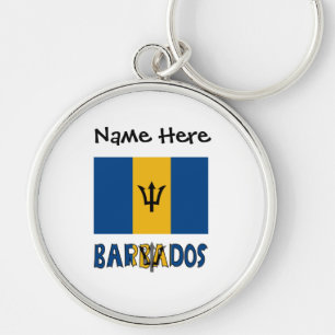 Barbados Barbadian Flag Black Personalisation Key Ring