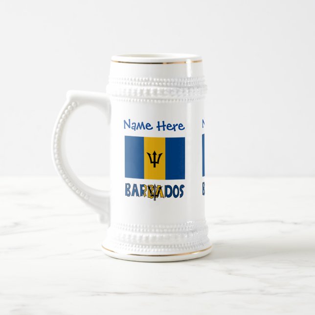 Barbados Barbadian Flag Blue Personalisation  Beer Stein (Left)