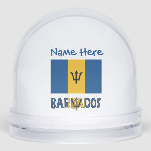 Barbados Barbadian Flag Blue Personalized  Snowglobe