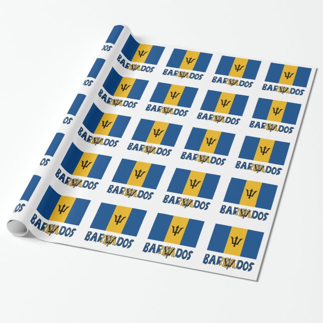 Barbados Barbadian Flag Gift Wrapping Paper (Unrolled)