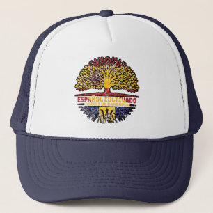 Barbados Barbadian Spain Spanish Tree Roots Flag Trucker Hat
