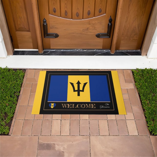 Barbados & Barbados Flag house mats/sports Welcome Doormat (Outdoor)
