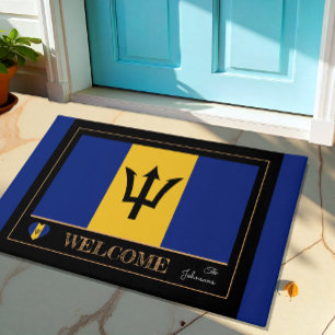 Barbados & Barbados Flag house mats/sports Welcome Doormat