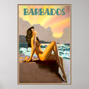 Barbados British West Indies Caribbean Beach Poster