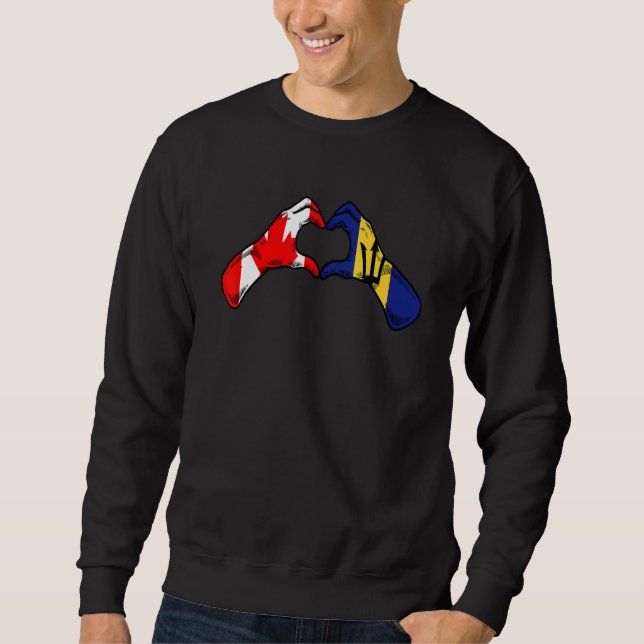 Barbados Canada Flag Barbadians Canadian Heart 1 Sweatshirt (Front)