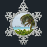 Barbados, Caribbean Beach  Snowflake Pewter Christmas Ornament<br><div class="desc">Barbados,  Caribbean Beach,  tropical landscape</div>