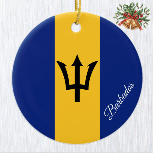 Barbados Christmas Ornament, Barbados Flag Ceramic Tree Decoration