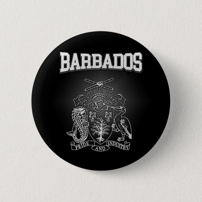 Barbados Coat of Arms 6 Cm Round Badge (Front)