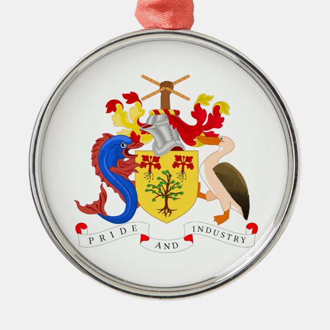 Barbados Coat Of Arms Metal Tree Decoration (Front)