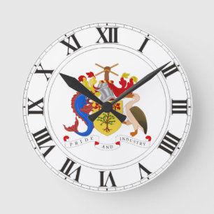 Barbados Coat of Arms Round Clock
